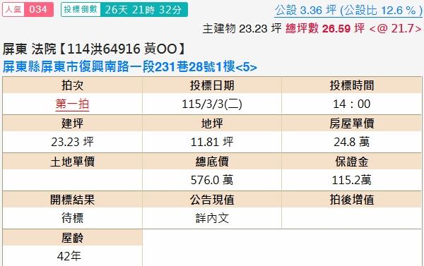 屏東屏東市公寓拍賣-2
